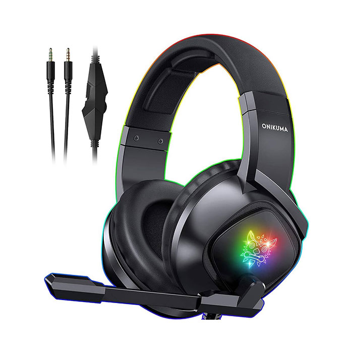 1-ONIKUMA-k19-Xbox-One-Headset-Wired-Stereo-Gaming-Headset-for-PS4PCXbox-One-ControllerLaptopiPadNintendo-Switch,-Noise-Canceling-Over-Ear-Headphones-with-Microphone-with-Glaring-LED-Lights